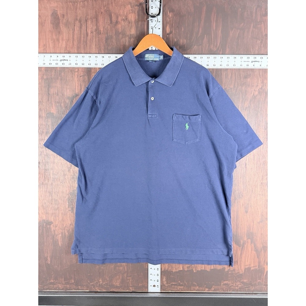 Polo Ralph Lauren Shirt Pony Solid Golf Casual Cotton Navy Blue Men's XLT TALL